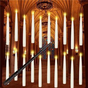 20 PCS Floating Candles with Wand, Magic Hanging Candles, Flickering Warm Light